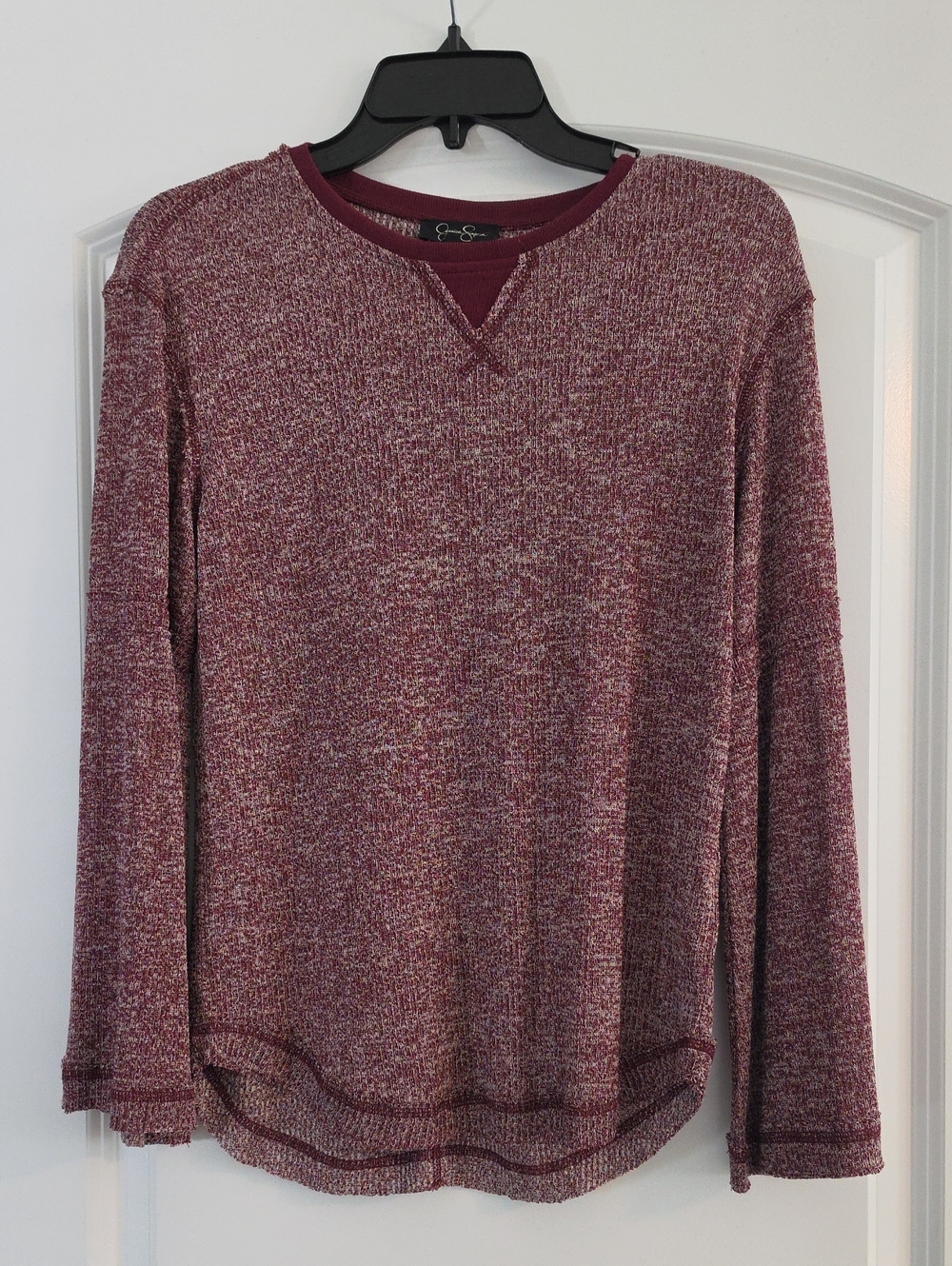 Jessica Simpson Men's Burgundy Crewneck Knit Sweater